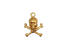 Brass Skull & Crossbones Charm 13x17mm