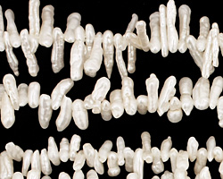 Pearly White Twig Biwa Stick Top Drilled 2-4x8-13mm
