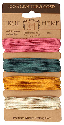 Spring Hemp Twine 20 lb, 29.8 ft x 4 colors