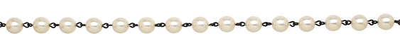 Czech Glass White Pearl on Black (plated) Bead Chain