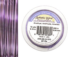 Artistic Wire Silver Plated Amethyst 22 gauge, 10 yards