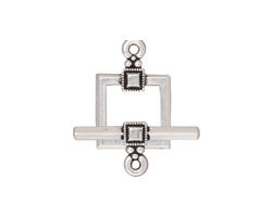 TierraCast Antique Silver (plated) Deco Square Toggle Clasp 22x17mm, 23 Bar