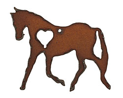 The Lipstick Ranch Rusted Iron Heart Horse Pendant 52x50mm