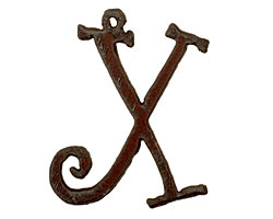 The Lipstick Ranch Rusted Iron Letter X Pendant 40x50mm