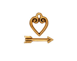 TierraCast Antique Gold (plated) Heart & Arrow Toggle Clasp 14x11mm