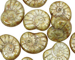 Czech Glass Luster Pistachio Ammonite 20x13mm