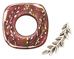 Humble Beads Polymer Clay Mulberry Square Toggle Clasp 27-29, 26mm bar