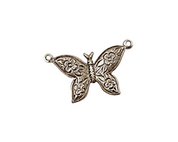 Stampt Antique Pewter (plated) Etched Butterfly Connector 24x18mm