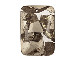 Golden Pyrite (silver tone in resin) Rectangle Pendant 32x47mm