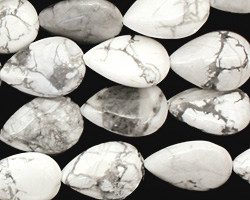 White Howlite Flat Teardrop 18x12mm