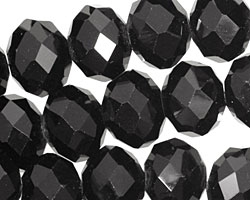 Jet Crystal Faceted Rondelle 14mm