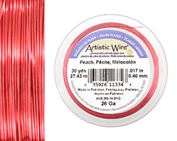 Artistic Wire Silver Plated Peach 26 gauge, 30 yards
