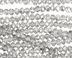 Silver & Clear Crystal Faceted Rondelle 4mm
