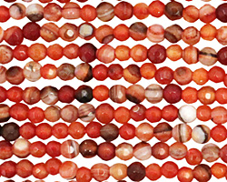 Red Agate Faceted Round 3-4mm