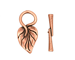 Antique Copper (plated) Simple Leaf Toggle Clasp 26x13mm