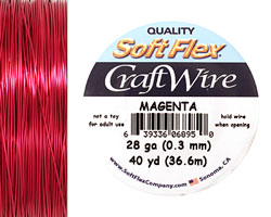 Soft Flex Magenta Craft Wire 28 gauge, 40 yards
