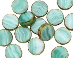 Czech Glass Beach Glass Picasso Coin 10mm