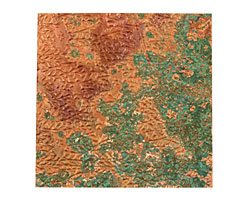 Lillypilly Verde Flower Garden Embossed Patina Copper Sheet 3"x3", 36 gauge