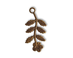 Vintaj Natural Brass Floret Charm 28x13mm