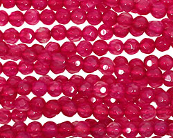 Ruby Red Agate Faceted Round 4mm