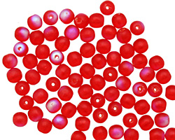 Czech Glass Matte Siam Ruby AB Round 4mm