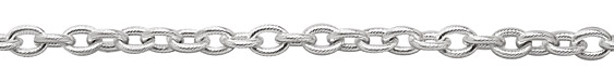 Silver (plated) Large Etched Oval Cable Chain