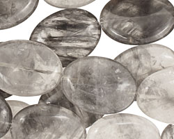 Natural Silver Quartz Flat Oval 30x22mm