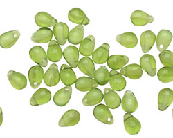 Czech Glass Bottle Green Teardrop 4x6mm
