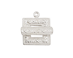 Silver (plated) Scroll Square Toggle Clasp 22x18mm, 21mm bar