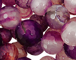 Purple Line Agate Faceted Round Graduated 6-15mm