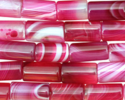 Ruby Line Agate Tube 10-12x6mm