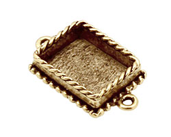 Nunn Design Antique Gold (plated) Mini Ornate Rectangle Bezel Link 24x14mm