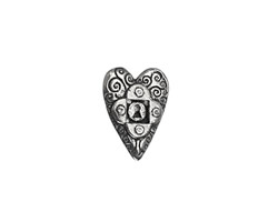 Green Girl Pewter Locked Heart Button 17x23mm