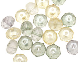 Czech Glass Frosted Chiffon Fire Polished Rondelle 6x9mm