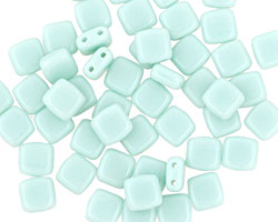 Czech Glass Opaque Pale Turquoise 2-Hole Tile 6mm