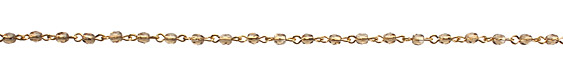 Czech Fire Polished Smoky Topaz Faceted Oval Gold (plated) Bead Chain