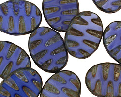 Czech Glass Denim Dreams Groovy Oval 18x14mm