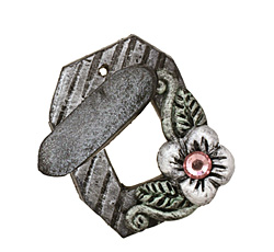 Poison Tree Polymer Clay Grey Flower Toggle Clasp 24x20mm, 21mm bar