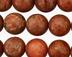 Fossil Coral (red) Faceted Round 14mm