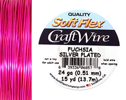 Soft Flex Silver Plated Fuchsia Craft Wire 24 gauge, 15 yards