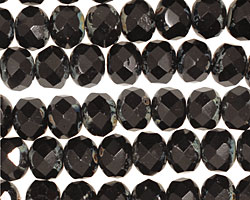 Czech Glass Black Magic Fire Polished Rondelle 6x9mm