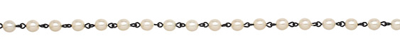 Czech Glass White Pearl on Black (plated) Bead Chain