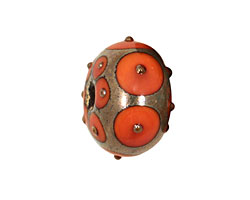 Grace Lampwork Coral w/ Metal Dots Rondelle 10x16mm