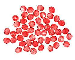 Czech Fire Polished Glass Coated Hot Cranberry Round 4mm