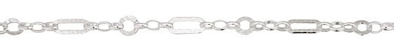 Silver (plated) Patterned Oval & Ring w/ Horse Eye Chain