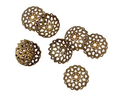 Antique Brass (plated) Beaded Filigree Bead Cap 4x11mm
