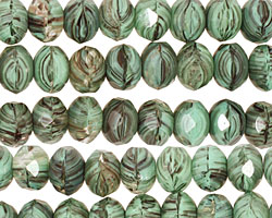 Czech Glass Grasshopper Pie Fire Polished Rondelle 6x9mm