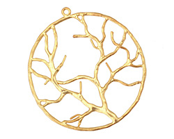 Ezel Findings Gold (plated) Circle Tree Branch Pendant 38x42mm
