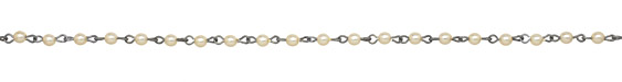 Czech Glass Cream Pearl on Antique Silver (plated) Bead Chain