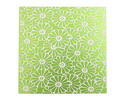 Lillypilly Lime Green Daisy Anodized Aluminum Sheet 3"x3", 24 gauge